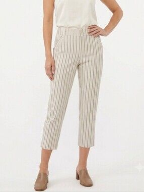 Soho Apparel White and Brown Vertical Stripe Cropped Pants